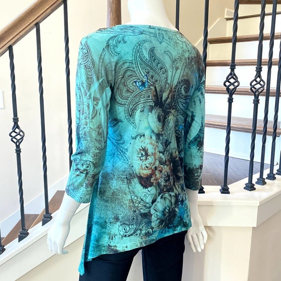 🎯FINAL SALE🎯 ROZ & ALI Turquoise Jewel Tunic-N0413-5 - Picture 7 of 10